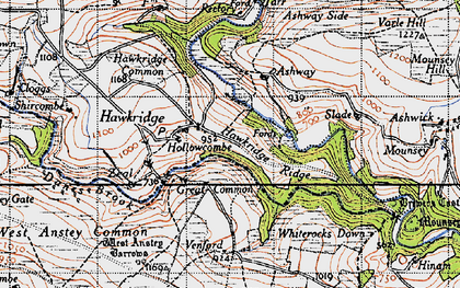 Old map of Whiterocks Down in 1946