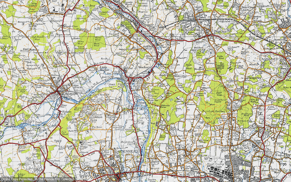 Old Map of Hawks Hill, 1945 in 1945