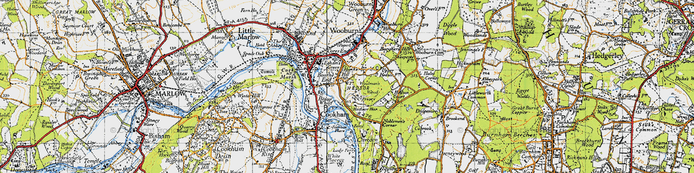 Old map of Hawks Hill in 1945