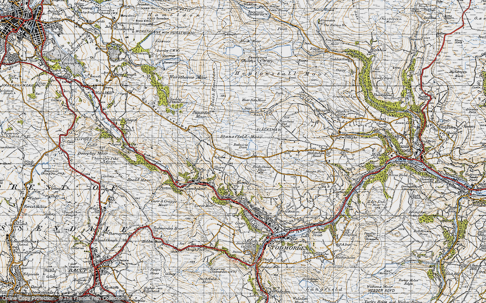 Old Map of Historic Map covering Black Hameldon in 1947