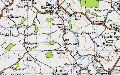Old map of Hawkspur Green in 1946