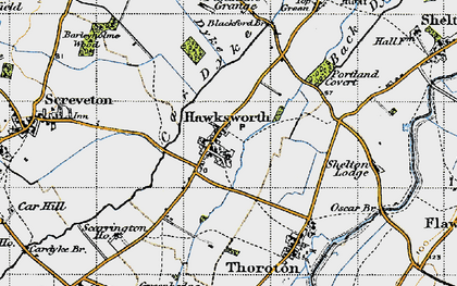 Old map of Hawksworth in 1946