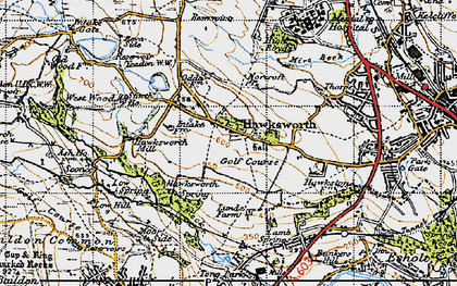 Old map of Hawksworth in 1947
