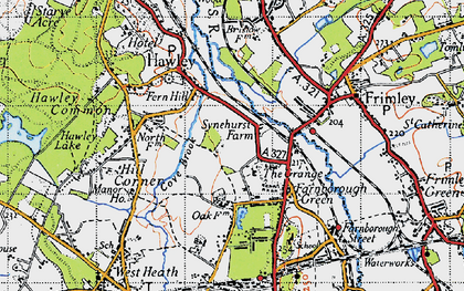 Old map of Hawley Lane in 1940