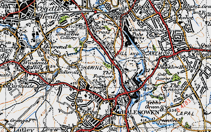 Old map of Hawne in 1947