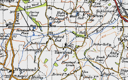 Old map of Hawstead in 1946