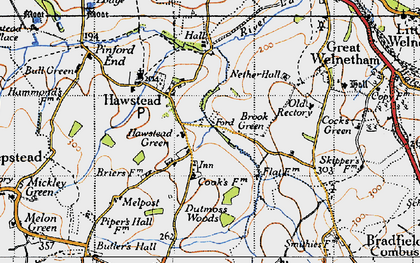Old map of Hawstead Green in 1946