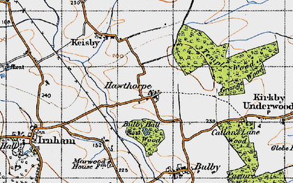 Old map of Hawthorpe in 1946