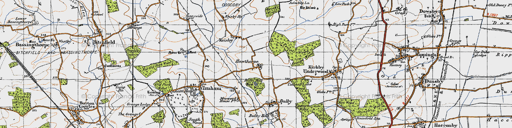 Old map of Hawthorpe in 1946