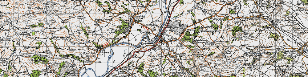 Old map of Hay-on-Wye in 1947