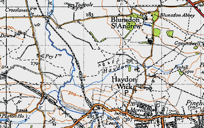 Old map of Haydon in 1947