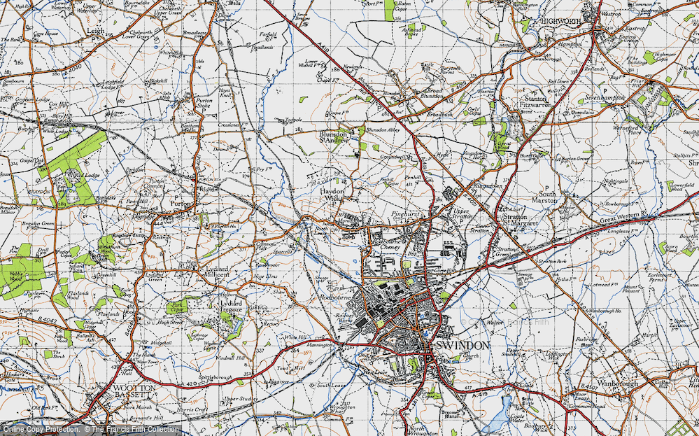 Old Map of Haydon Wick, 1947 in 1947