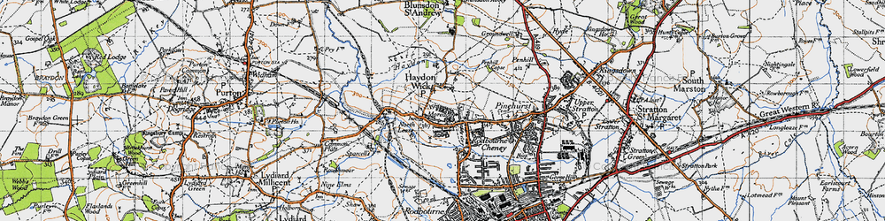 Old map of Haydon Wick in 1947