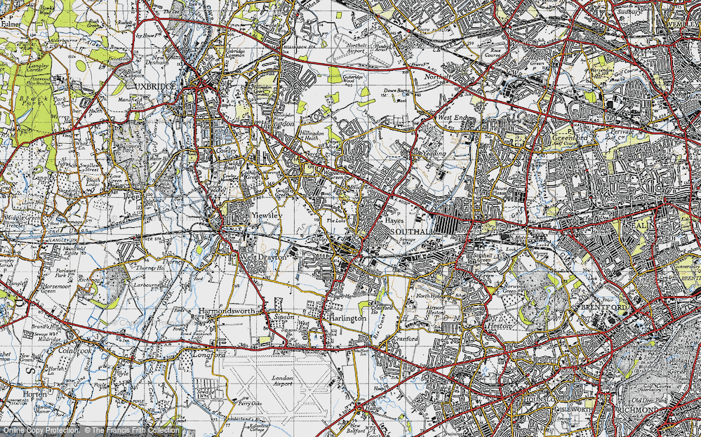 Old Map of Hayes, 1945 in 1945