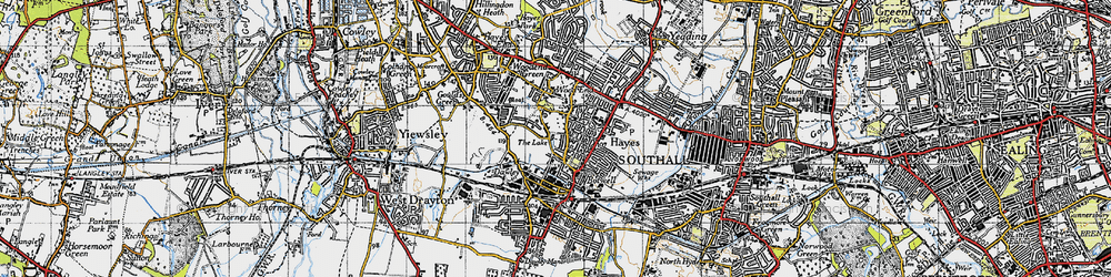 Old map of Hayes in 1945