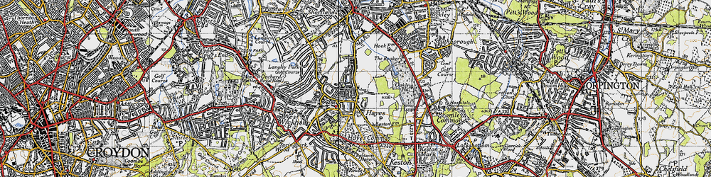 Old map of Hayes in 1946