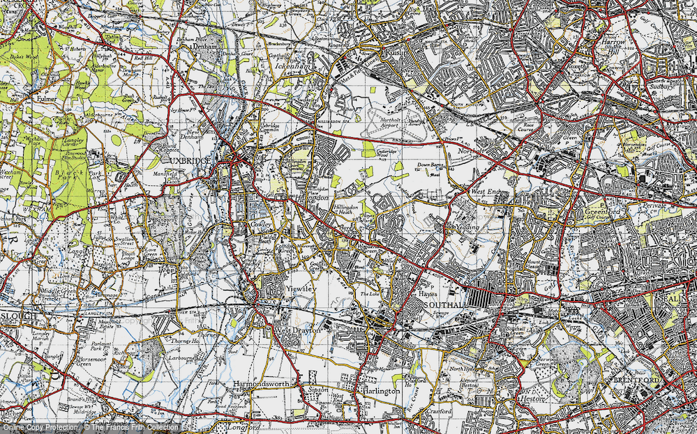 Old Map of Hayes End, 1945 in 1945