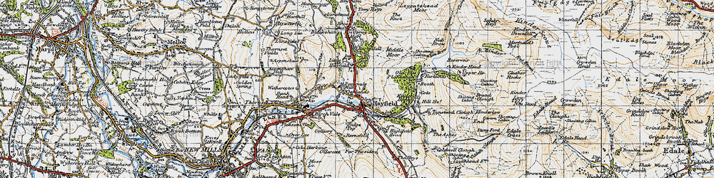 Old map of Hayfield in 1947