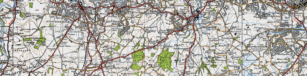 Old map of Hayley Green in 1947