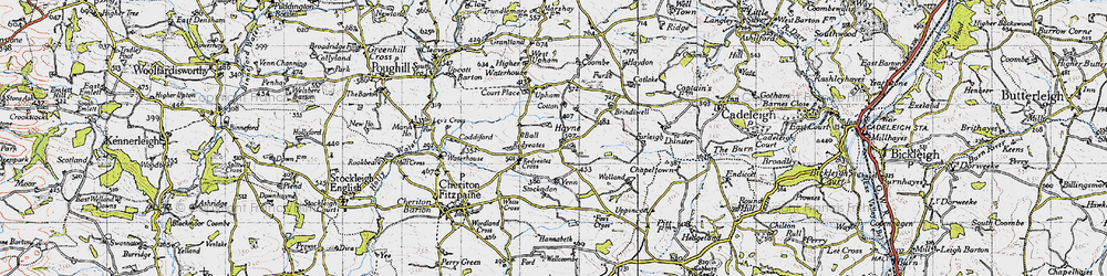 Old map of Hayne in 1946