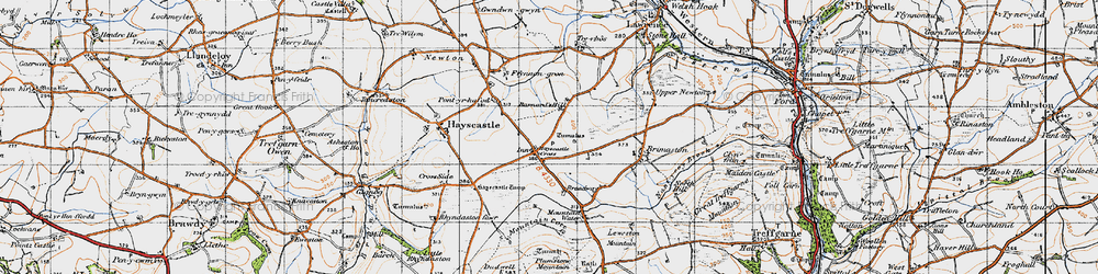 Old map of Hayscastle Cross in 1946