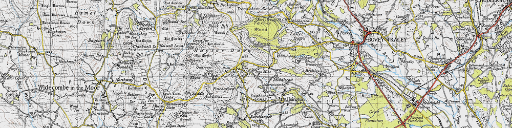 Old map of Haytor Vale in 1946