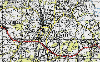 Old map of Haywards Heath in 1940