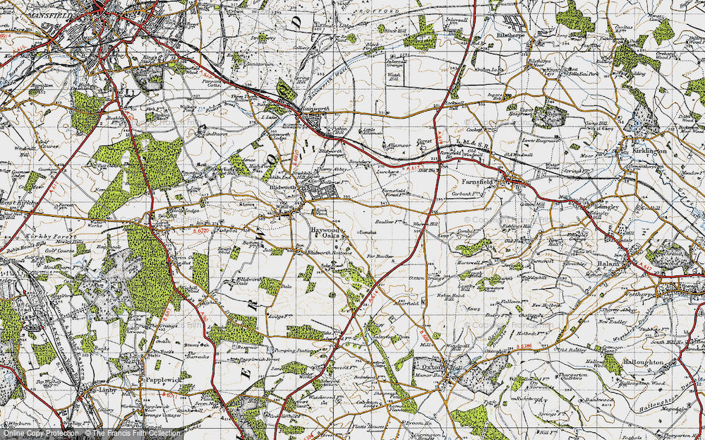 Old Map of Historic Map covering Oxton Grange in 1947