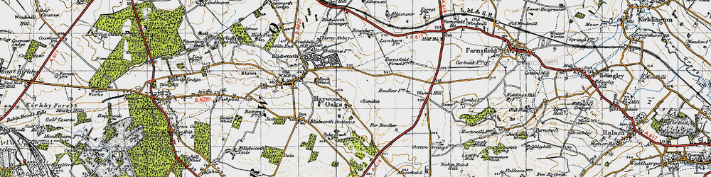 Old map of Haywood Oaks in 1947