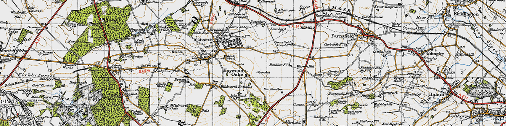 Old map of Oxton Grange in 1947