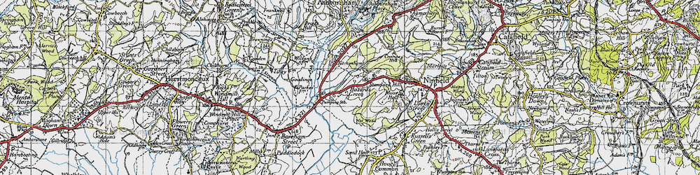 Old map of Hazard's Green in 1940