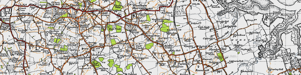 Old map of Hazeleigh in 1945