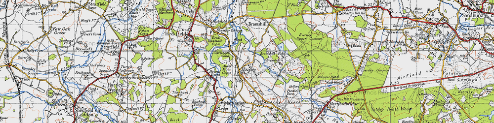 Old map of Hazeley in 1940