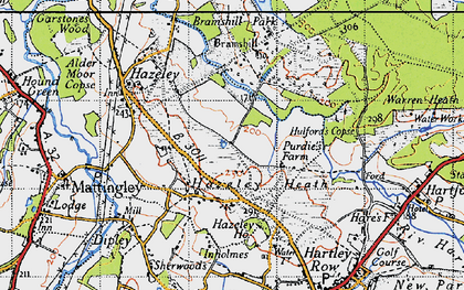 Old map of Hazeley Heath in 1940