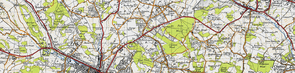 Old map of Hazlemere in 1946