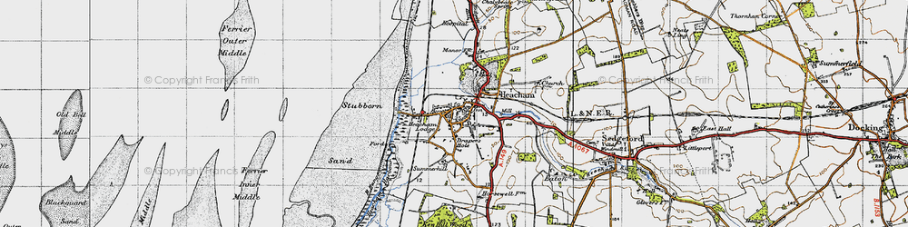 Old map of Heacham in 1946