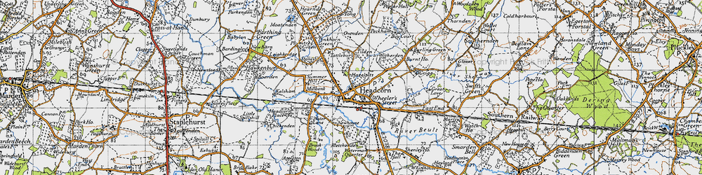 Old map of Headcorn in 1940