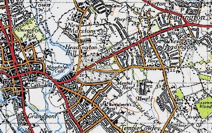 Old map of Headington Hill in 1946