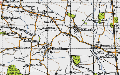 Old map of Headlam in 1947