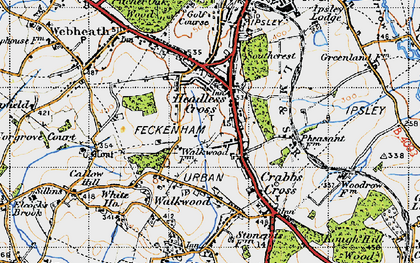 Old map of Headless Cross in 1947