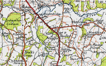 Old map of Headley in 1945