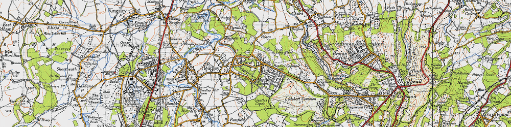 Old map of Headley Down in 1940