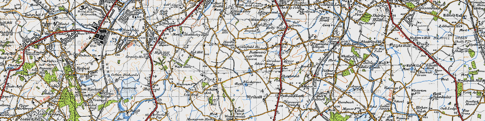 Old map of Headley Heath in 1947