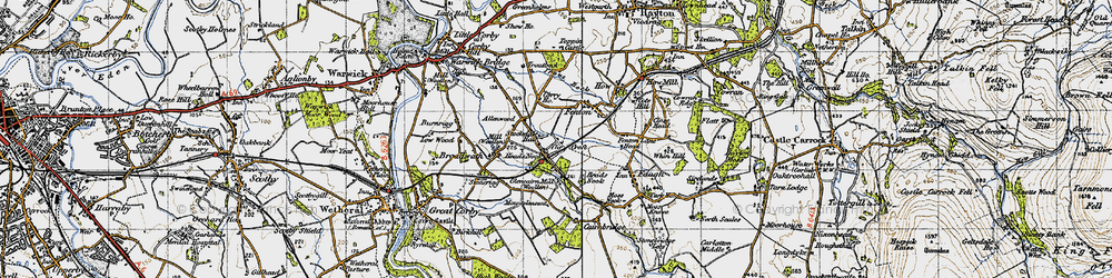 Old map of Heads Nook in 1947