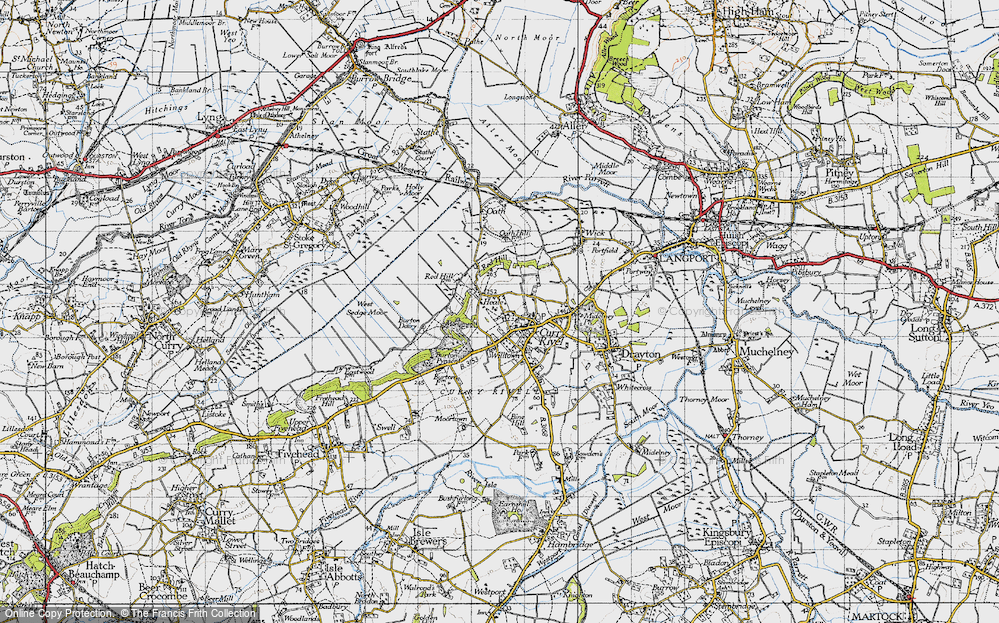 Old Map of Historic Map covering West Sedge Moor in 1945