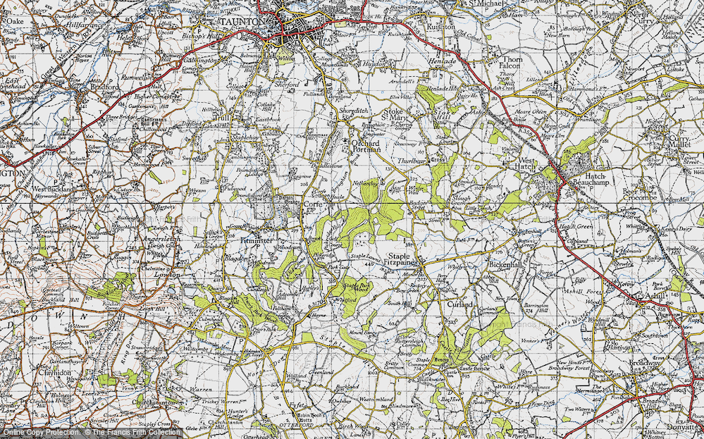 Old Map of Historic Map covering Lime Ridge Wood in 1946