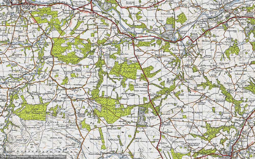 Old Map of Historic Map covering Broomley Pit Ho in 1947