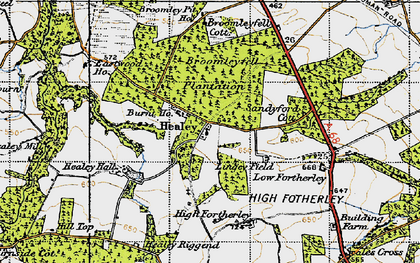 Old map of Broomleyfell Plantation in 1947