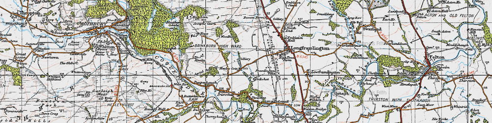 Old map of Pauperhaugh in 1947