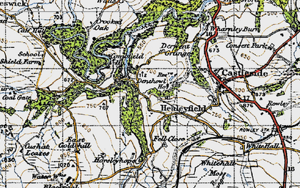 Old map of Whitehall Moss in 1947